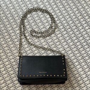 Scanlan Theodore Black and Gold Crossbody Bag with Chain Strap